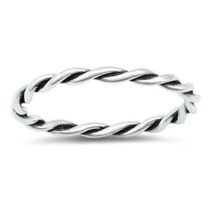 Sterling Silver Ring – Twisted Rope Band (Size 7.5)
